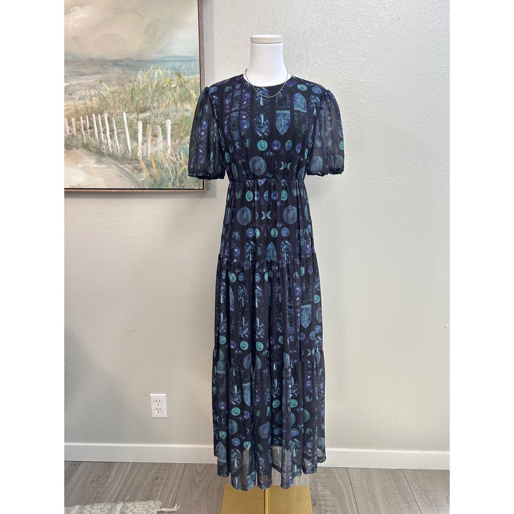 Cosmic Aura Stained Glass Mesh Maxi Dress Size M